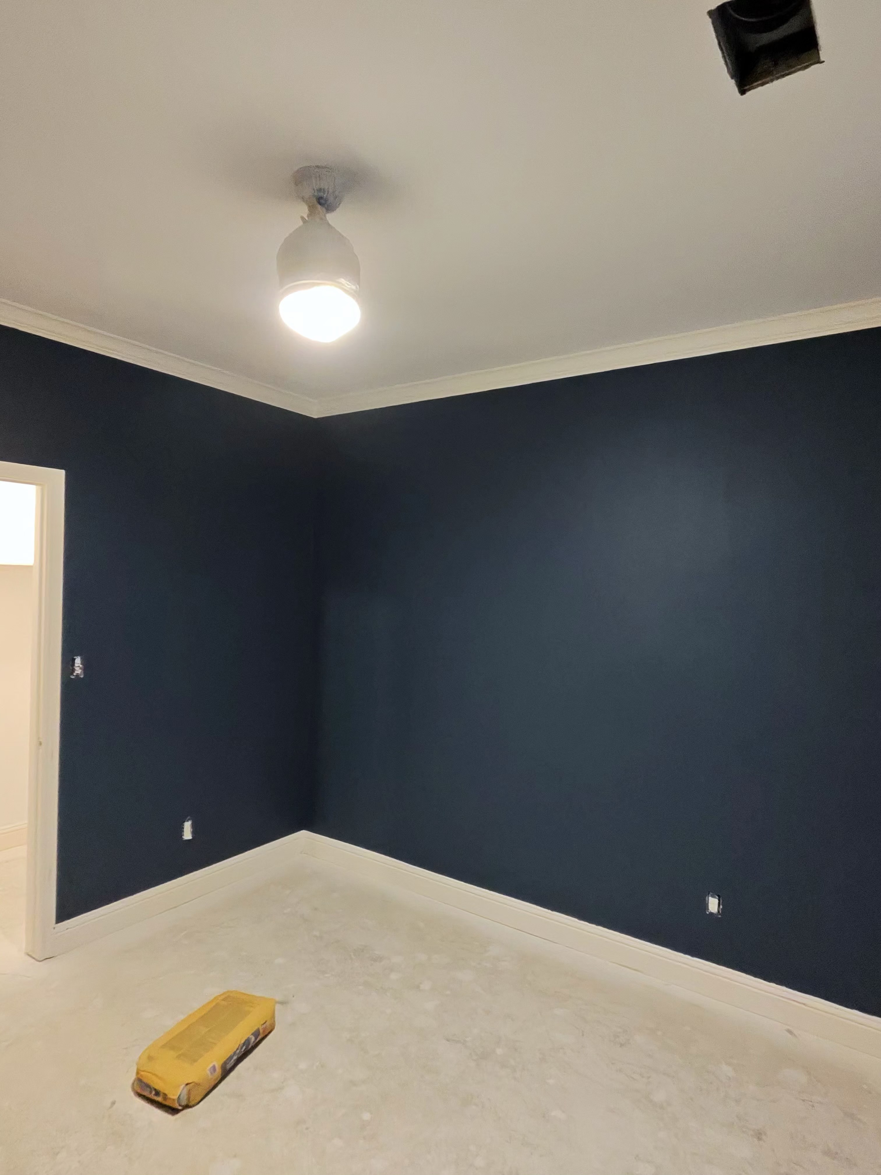 Navy bedroom finished crown