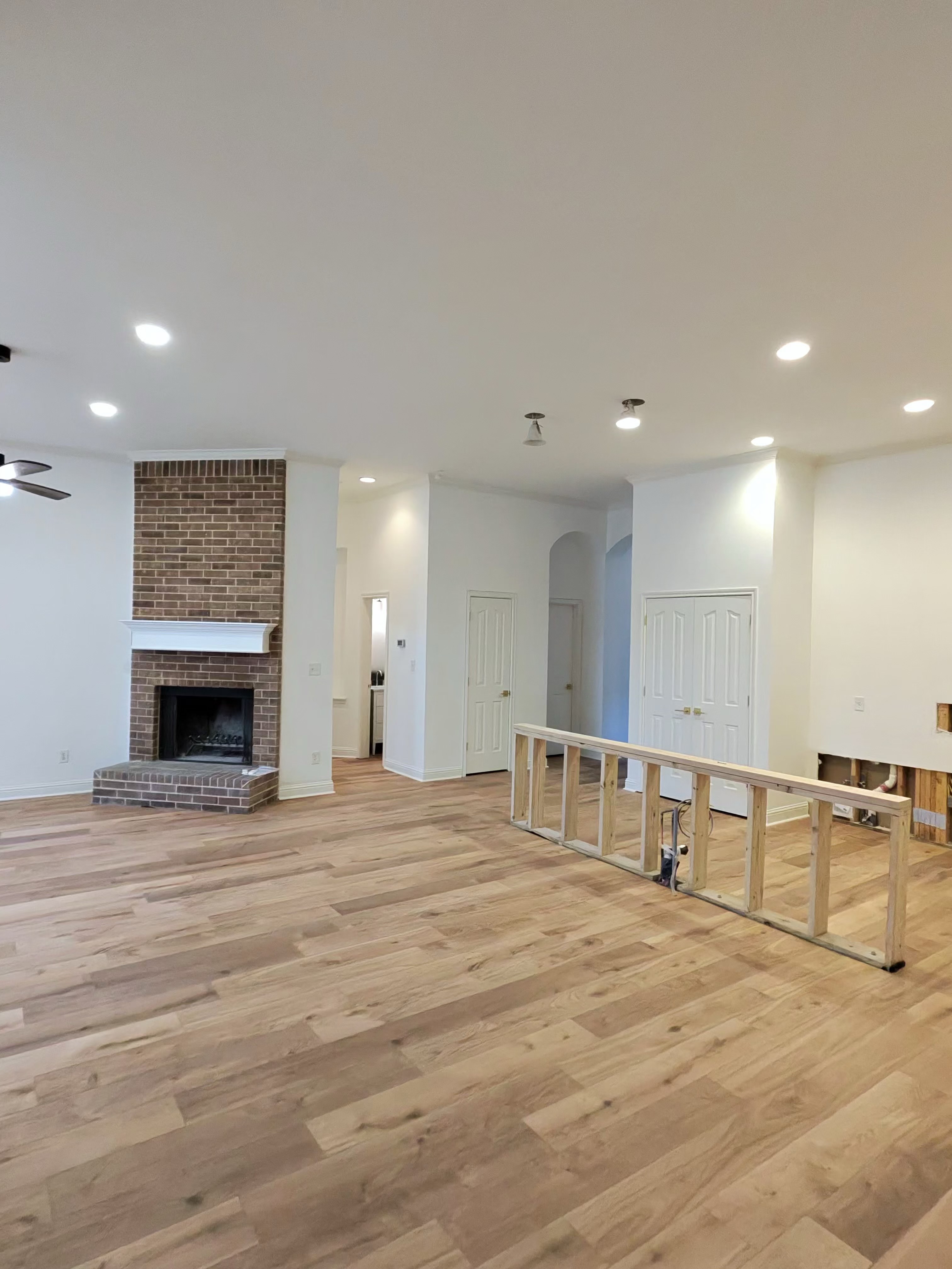 Living room LVP fireplace wide