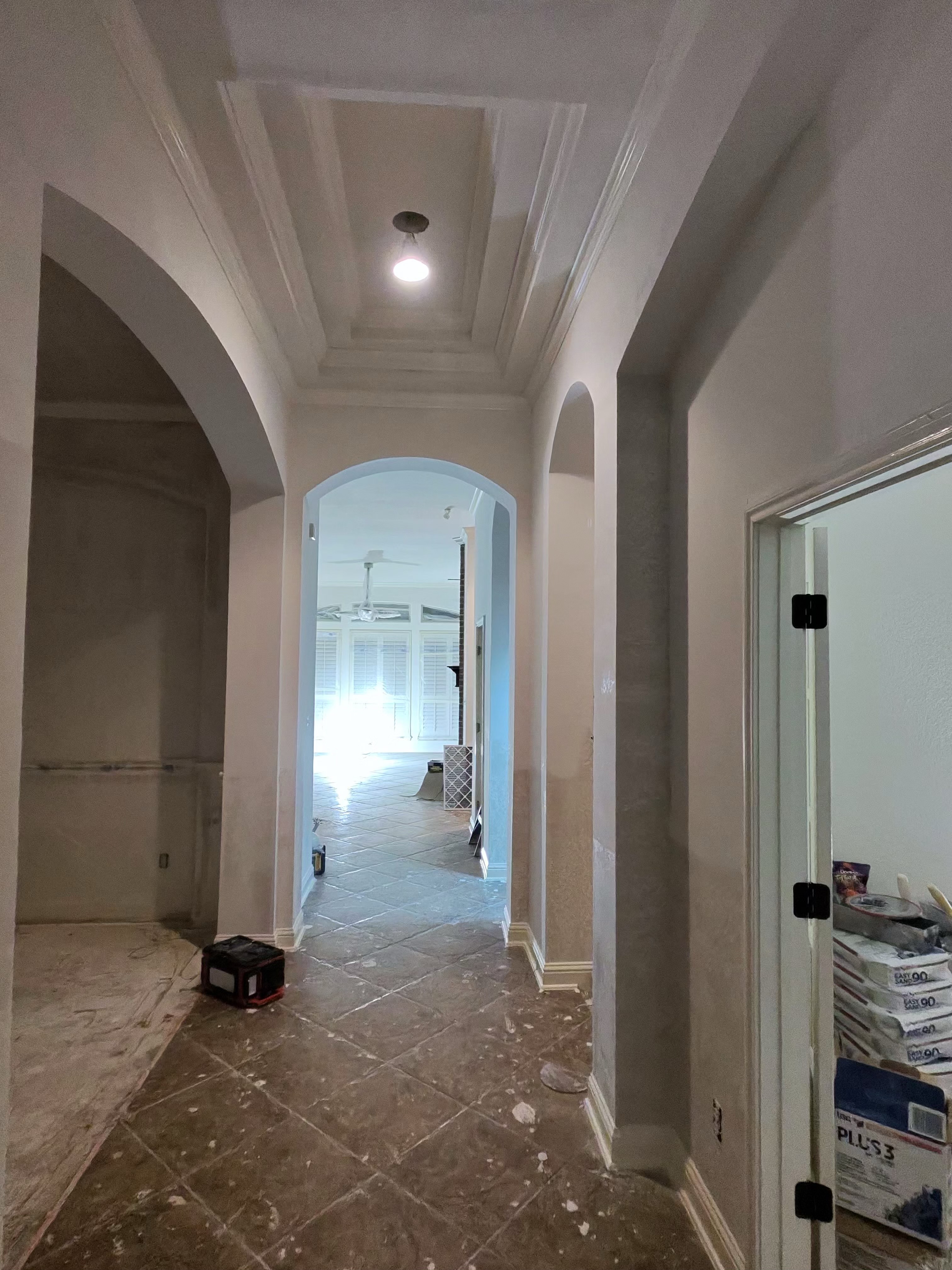 Arch hallway coffered