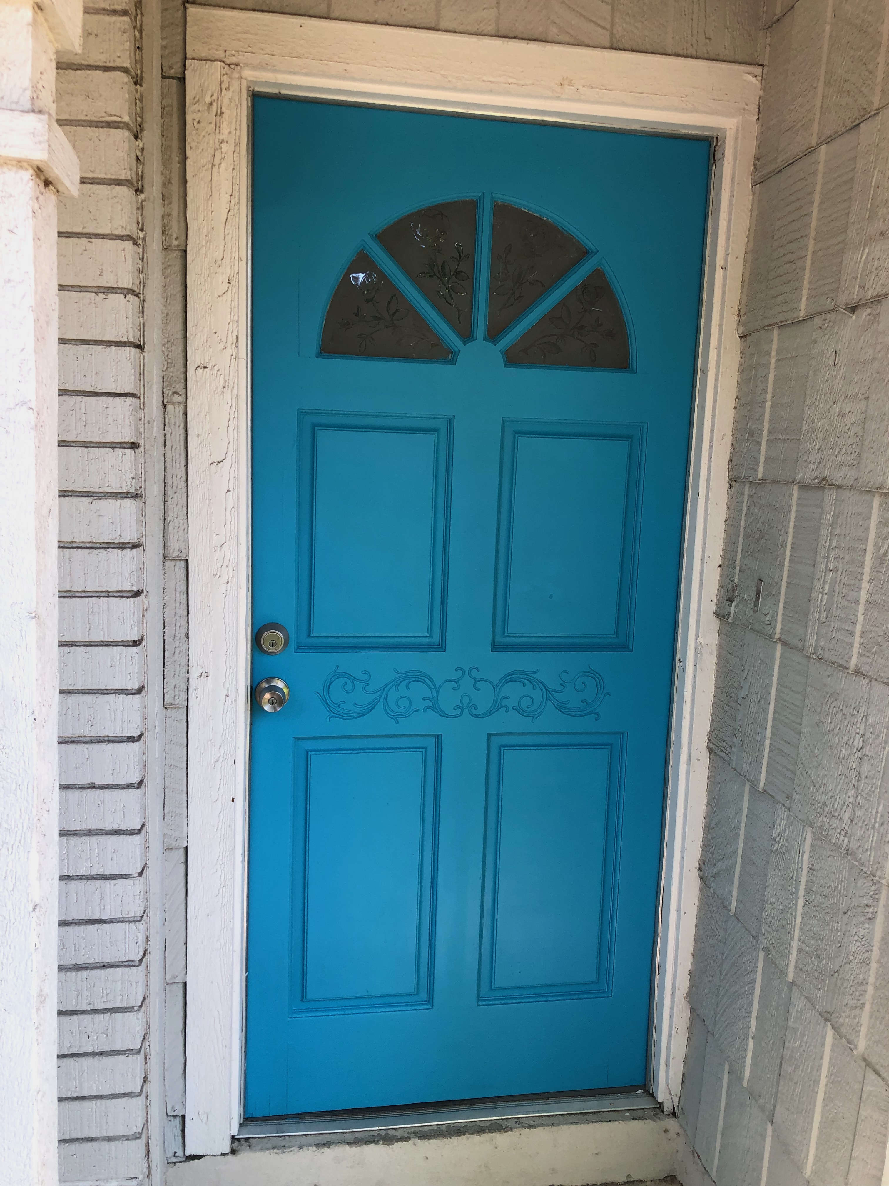 Teal painted door